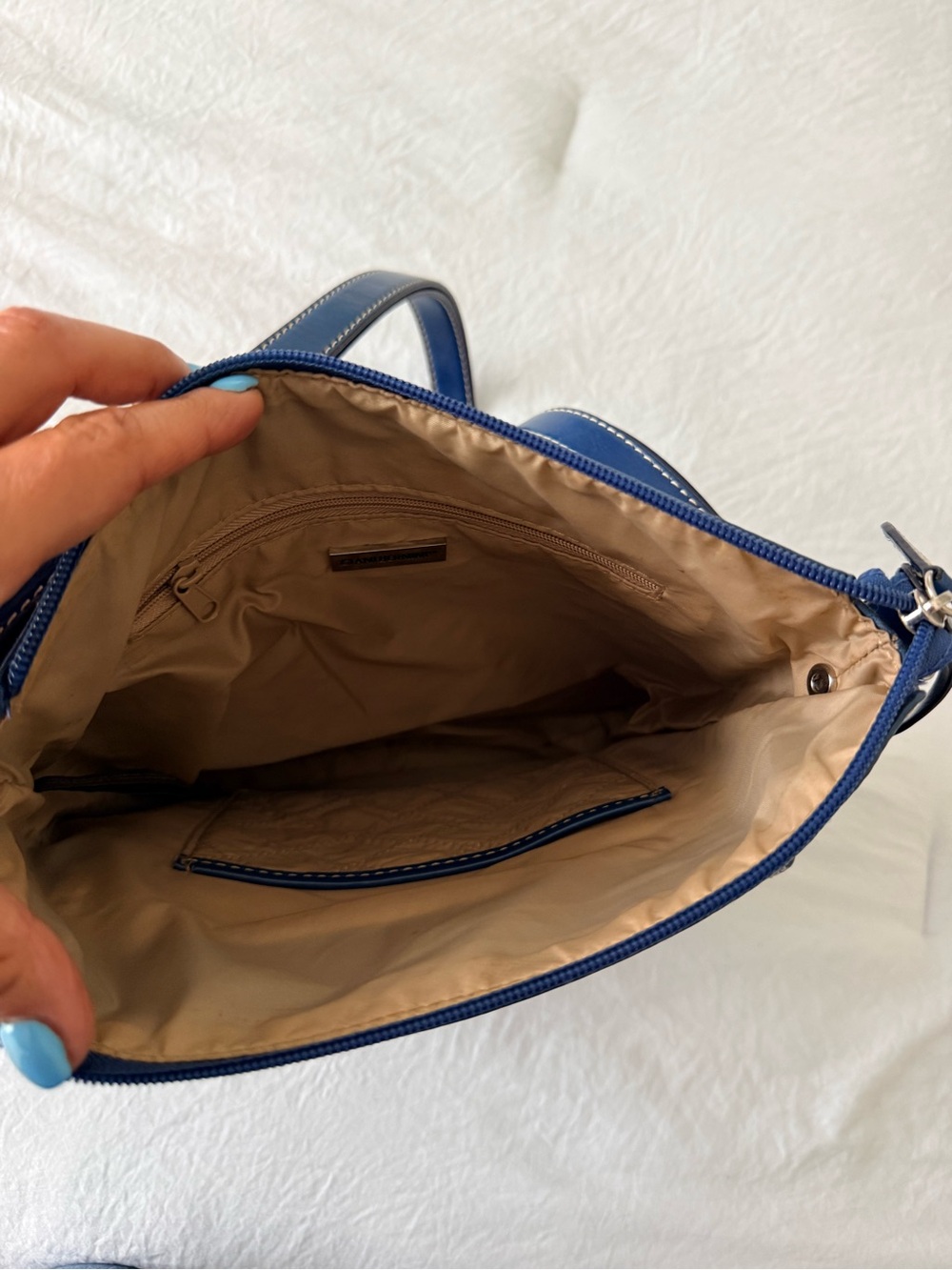 Navy Leather Giani Bernini Bag - Classic Women's Shoulder Bag - Picture 7 of 13